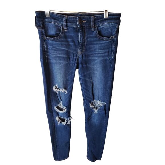 American Eagle Distressed Stretch Jegging, Size 8 - Picture 1 of 6